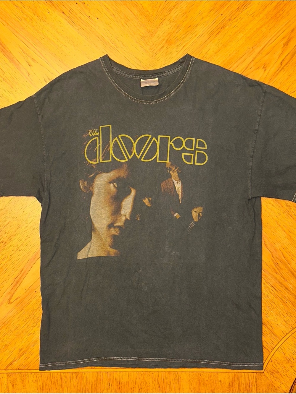 Vintage The Doors TShirt Mens Size L Gray Short Sleeve Heavyweight Cotton Y2K